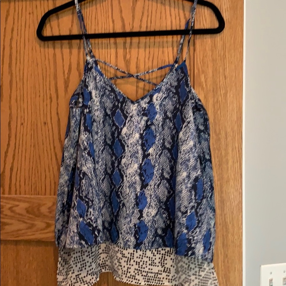 Blue mismo print tank top
